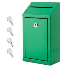 Glgreen01 Eienhoshi Metal Donation Box With Lock Wall Mounted Suggestion 4 Iron Keys Gre
