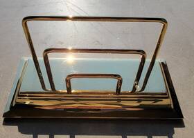 M-672-l El Casco 23 Kt Gold Plated Envelope Mail Holder Desk Box