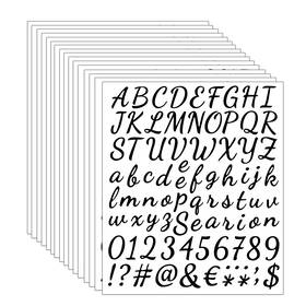 Riw114 Elane 1296 Pcs 16 Sheets Letter And Number Stickers Waterproof Black