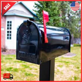 Elite 711181878820 Post Mounted Mailbox Outdoor Curbside Mail Box Usps Standard Weatherproof Black