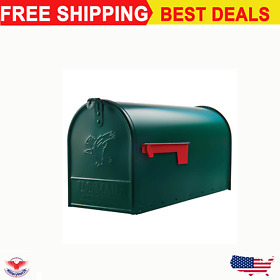 Elite Large Steel Post Mount Mailbox Green Adjustable Door Latch Capacity
