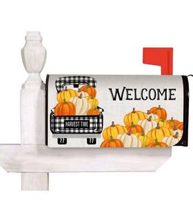 Evergreen 053648567756 Pumpkin Plaid Truck Mailbox Cover Standard Size