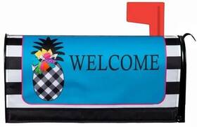 Evergreen 053648567824 Black And White Pineapple Mailbox Cover Standard Size