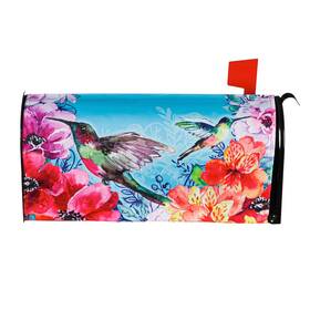 Evergreen 053648567855 Bright Flowers And Hummingbirds Mailbox Cover Standard Size