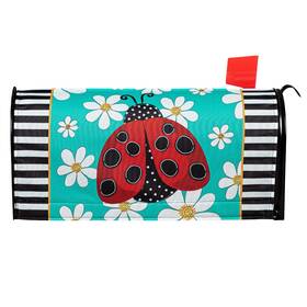 56814 Evergreen Flag & Garden Ladybug With Daisies Mailbox Cover
