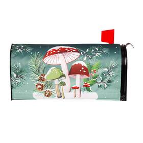 56891 Evergreen Flag & Garden Woodland Winter Mushroom Mailbox Cover