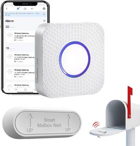 Evernary 649910914443 Wifi Mailbox Alert Tuya Smart Chime 800ft Wireless Alarm Outsi