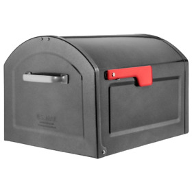 Extra Large Capacity Post Mount Parcel Mailbox Pewter Premium Silver Handle Flag
