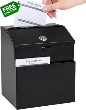 F.n.t. Corporation 313099782758 Suggestion Box With Lock Wall Mounted Ballot Donation Loc