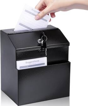 Fnt003 F.n.t. Corporation Suggestion Box With Slot And Lock Wall Mounted Donation Ballot