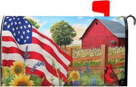Kjsd54 Farg Beautiful Summer Sunflower Floral Mailbox Covers Magnetic 4th Of July American F