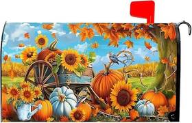 Mcf02 Fazkar Fall Mailbox Covers Magnetic Standard Size 18 X 21 Inch Pumpkin And Orange