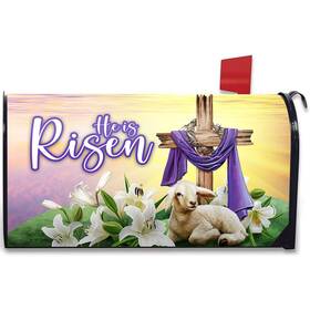 Fbcoo 734730953069 He Is Risen Easter Cross Christian Mailbox Cover Magnetic Standard Size 20.5 Inch