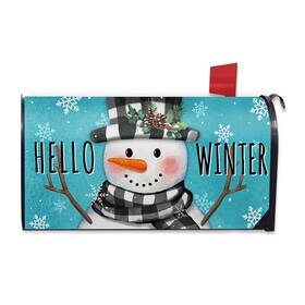Fbcoo 749877743046 Hello Winter Snowman Blue Mailbox Cover Magnetic Standard Size 21 Inch X19 Buffa