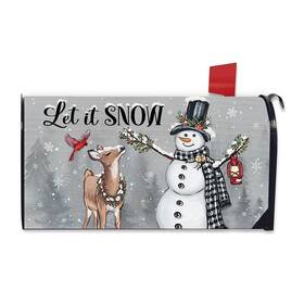 Fbcoo 749877743053 Winter Snowman Deer Gray Mailbox Cover Magnetic Standard Size 21 Inch X19