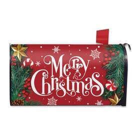 Fbc-599-mc Fbcoo Merry Christmas Mailbox Cover Magnetic Standard Size 20.5 Inch X 18 Xmas Pine N