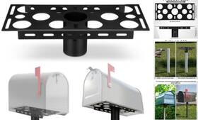 Fiwochic Xeu-fiwochic-1623 Steel Mailbox Bracket For 2-3/8 Inch Round Post Mount Plate