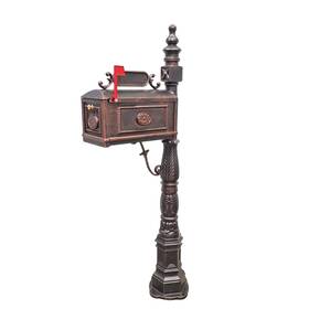 Fixturedisplays 16183-nf Vintage Copper Cast Aluminum Mailbox With Post 62.6 Inch 18.5x8.97x10.63 Outdoor