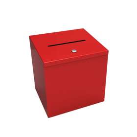 Rtn10918-red Fixturedisplays Returned Item Metal Donation Box Suggestion Charity Key Fund Raising Collection