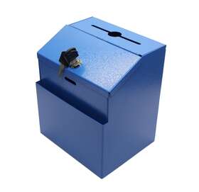 Rtn11118-blue Fixturedisplays Returned Metal Donation Suggestion Key Drop Box Express Checkout Sales Lead
