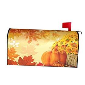 Mz2023062801ml Fjwmz Fall Autumn Pumpkin Mailbox Cover Magnetic 21x18 Inch Leaves