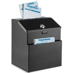 Flexzion 810651034367 Suggestion Box With Lock Wall Mounted Multi-purpose Donation Ballot Charity M