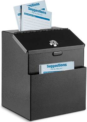 Flexzion Key Wal Sgs S25 Blk Suggestion Box With Slot And Lock - Wall Mounted Multi-purpose Offering