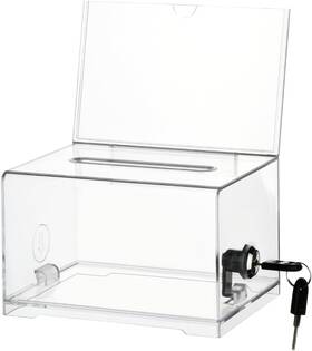 Usxl770 Foccts Clear Acrylic Donation Box With Lock Ballot Suggestion Boxes Sign Hold