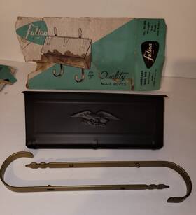 Wi-200 Fulton Vintage Black Satin Wrought Iron Americana Mailbox Scrolls Eagle Iob