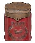 G60169 Unbranded Red Rust Post Box Vintage Style Mailbox Cottage Rustic