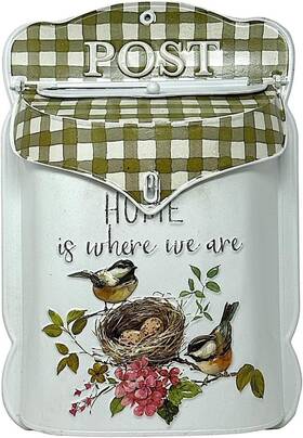 Gerson 037916956664 Wall Mounted Decorative Mailbox Metal Post Box Vintage Farmhouse Mail Holder