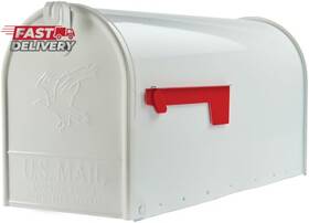 Gibraltar Mailboxes 445017976925 Elite Large Capacity Galvanized Steel White Post-mount Mail
