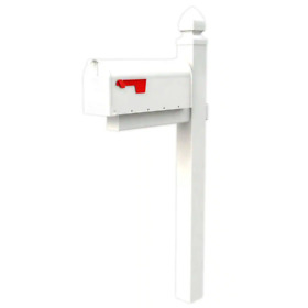 Gibraltar Mailboxes Everton Elite White Medium Steel Mailbox And Post Combo
