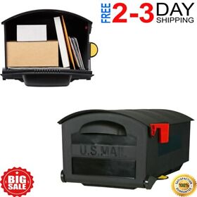 124hv Gibraltar Mailboxes Patriot Large Capacity Rust-proof Plastic Black Post-mount