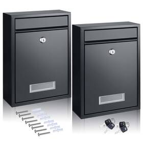B0c89ghnpd Gisafai 2 Pcs Wall Mount Mailbox Large Steel Suggestion Box With Keys Black