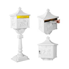 B0cr3pxjzz Goplus Mailbox Cast Aluminum With Post Heavy Duty Locking Security Mail Box