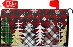 240713 Granbey Christmas Tree Magnetic Mailbox Cover Standard Size 21x18 Inch Winter Snowflake