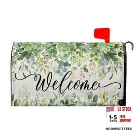 250109 Granbey Spring Eucalyptus Leaves Mailbox Covers Magnetic Welcome Post Letter Box Wrap