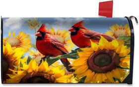 Granbey 313018934930 Sunflower Cardinal Bird Mailbox Cover Magnetic Standard Size 18 Inch X 21 Summer Fl