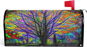 Granbey Colorful Rainbow Tree Mailbox Cover Magnetic Custom Decor Forest Pa