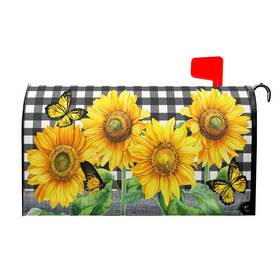 240204 Granbey L8yly Ytkhb3 Sunflower Butterfly Magnetic Mailbox Cover Summer Flower Black White Buffalo