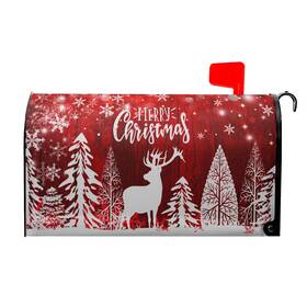 Qfpqfp8ljb0ln Granbey Merry Christmas 21 Inch X 18 Red Deers Magnetic Mailbox Wraps - Standard Size Pi