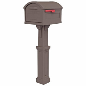 Grand Haven Extra Large Plastic Mailbox And Post Combo Mocha