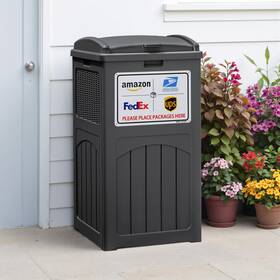Greesum 760606836013 33 Package Delivery Box For Outside Patio Waterproof Resin Garbage Bin With