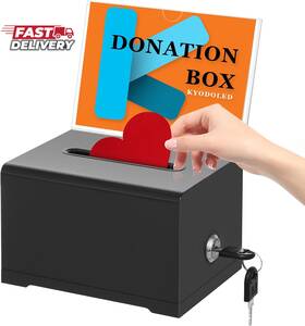 Gtlight 313037841851 Kyodoled Black Suggestion Box With Slot And Lock For Voting Donation S