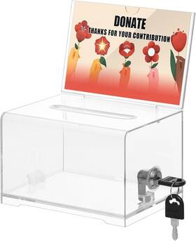 Gtlight 313053295270 Kyodoled Clear Donation Box With Lock Ballot Sign Holder Suggestion