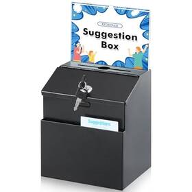 P0271 Gtlight Suggestion Box With Lock And Slot Metal Wall Mounted Black Sign Holder
