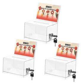 P0299 Gtlight Donation Box For Fundraising Suggestion With Lock And Key Raffle Clear