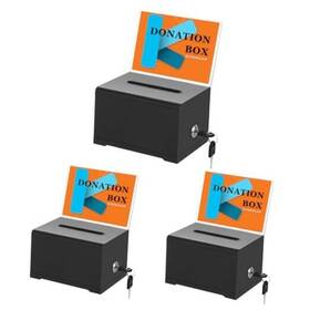 P0300 Gtlight Donation Box For Fundraising Suggestion With Lock And Key Raffle Black