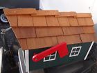 Handmade Red Wood Unused Well Wooden House Solid Rustic Mailbox Flag